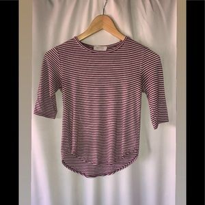 Burgundy and white striped tee